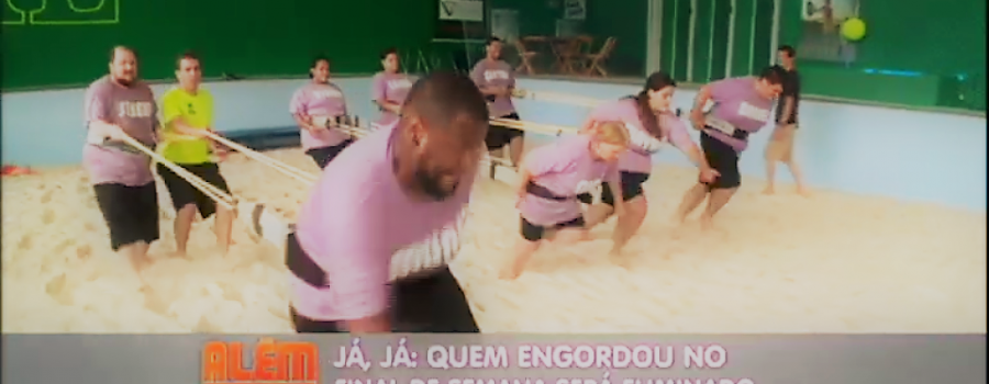 treino com cinto de tração no programa alem do peso 2015 O cinto de tração atende a cinturas na medida de até 110cm de perímetro. Cinturas maiores são também atendidas, bastando adquirir uma extensão do cinto. Com ela o cinto passa a ter 140cm. Na imagem, participantes do programa de TV 'Além do Peso' utilizando o cinto de tração com a extensão.